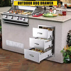 Cassetto da cucina, cassetto a filo in acciaio inossidabile, cassetto di accesso integrato 30x23x10 pollici con pannello di ventilazione per isola cucina, patio, stazione barbecue