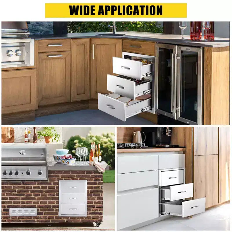 Cassetto da cucina, cassetto a filo in acciaio inossidabile, cassetto di accesso integrato 30x23x10 pollici con pannello di ventilazione per isola cucina, patio, stazione barbecue