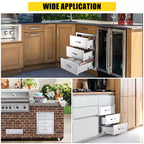 Cassetto da cucina, cassetto a filo in acciaio inossidabile, cassetto di accesso integrato 30x23x10 pollici con pannello di ventilazione per isola cucina, patio, stazione barbecue