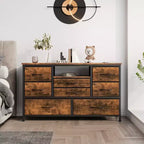 Mobile TV per Televisori da 55", 8 Cassetti con Luci LED e Piano in Legno — Nero / Marrone / Bianco, Montaggio da 1 Persona