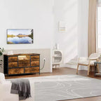 Mobile TV per Televisori da 55", 8 Cassetti con Luci LED e Piano in Legno — Nero / Marrone / Bianco, Montaggio da 1 Persona