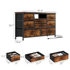 Mobile TV per Televisori da 55", 8 Cassetti con Luci LED e Piano in Legno — Nero / Marrone / Bianco, Montaggio da 1 Persona