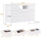 Mobile TV per Televisori da 55", 8 Cassetti con Luci LED e Piano in Legno — Nero / Marrone / Bianco, Montaggio da 1 Persona