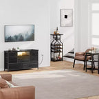 Mobile TV per Televisori da 55", 8 Cassetti con Luci LED e Piano in Legno — Nero / Marrone / Bianco, Montaggio da 1 Persona