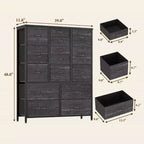 Cassettiera alta in tessuto a 15 cassetti — Struttura in acciaio e piano in legno | Marrone / Deco / Grigio / Rosa / Bianco