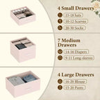Cassettiera alta in tessuto a 15 cassetti — Struttura in acciaio e piano in legno | Marrone / Deco / Grigio / Rosa / Bianco