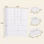 Cassettiera alta in tessuto a 15 cassetti — Struttura in acciaio e piano in legno | Marrone / Deco / Grigio / Rosa / Bianco