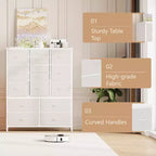 Cassettiera alta in tessuto a 15 cassetti — Struttura in acciaio e piano in legno | Marrone / Deco / Grigio / Rosa / Bianco