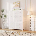 Cassettiera alta in tessuto a 15 cassetti — Struttura in acciaio e piano in legno | Marrone / Deco / Grigio / Rosa / Bianco