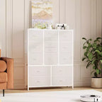 Cassettiera alta in tessuto a 15 cassetti — Struttura in acciaio e piano in legno | Marrone / Deco / Grigio / Rosa / Bianco