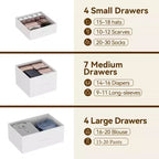 Cassettiera alta in tessuto a 15 cassetti — Struttura in acciaio e piano in legno | Marrone / Deco / Grigio / Rosa / Bianco