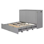 Letto a scomparsa matrimoniale/queen-size grigio/bianco con cassetto portaoggetti e USB, per 1-2 persone