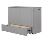 Letto a scomparsa matrimoniale/queen-size grigio/bianco con cassetto portaoggetti e USB, per 1-2 persone