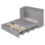 Letto a scomparsa matrimoniale/queen-size grigio/bianco con cassetto portaoggetti e USB, per 1-2 persone