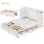 Letto a scomparsa matrimoniale/queen-size grigio/bianco con cassetto portaoggetti e USB, per 1-2 persone