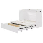 Letto a scomparsa matrimoniale/queen-size grigio/bianco con cassetto portaoggetti e USB, per 1-2 persone