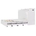 Letto a scomparsa matrimoniale/queen-size grigio/bianco con cassetto portaoggetti e USB, per 1-2 persone