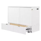 Letto a scomparsa matrimoniale/queen-size grigio/bianco con cassetto portaoggetti e USB, per 1-2 persone