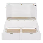 Letto a scomparsa matrimoniale/queen-size grigio/bianco con cassetto portaoggetti e USB, per 1-2 persone