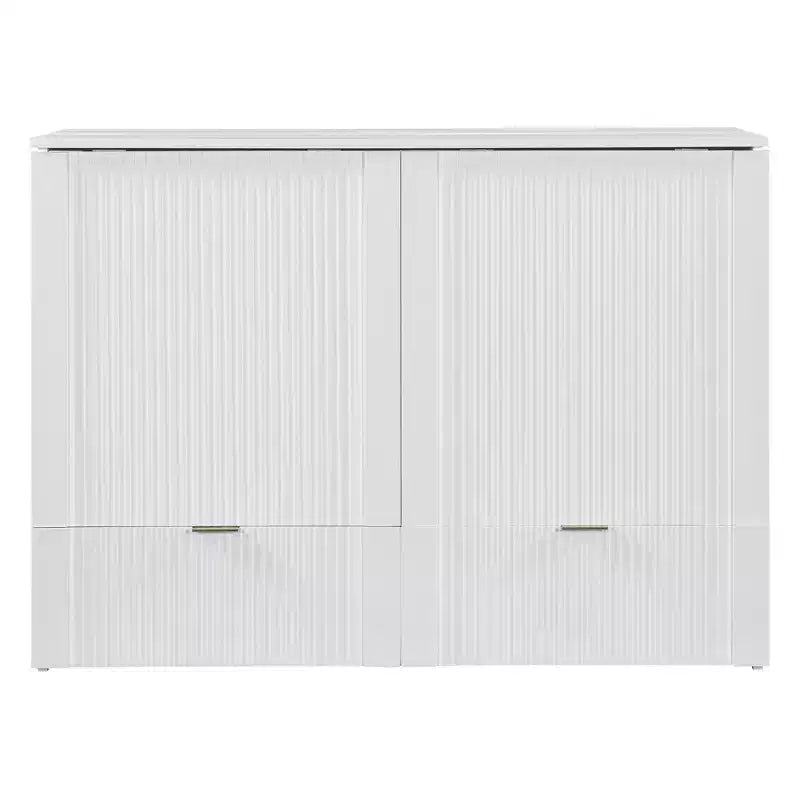 Letto a scomparsa matrimoniale/queen-size grigio/bianco con cassetto portaoggetti e USB, per 1-2 persone