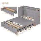 Letto a scomparsa matrimoniale/queen-size grigio/bianco con cassetto portaoggetti e USB, per 1-2 persone