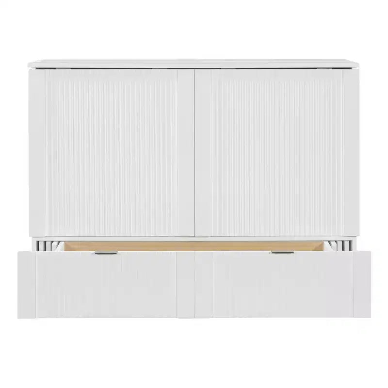 Letto a scomparsa matrimoniale/queen-size grigio/bianco con cassetto portaoggetti e USB, per 1-2 persone
