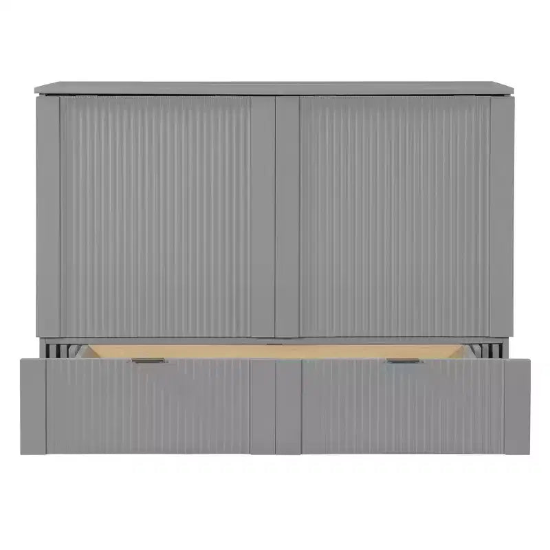 Letto a scomparsa matrimoniale/queen-size grigio/bianco con cassetto portaoggetti e USB, per 1-2 persone
