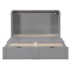 Letto a scomparsa matrimoniale/queen-size grigio/bianco con cassetto portaoggetti e USB, per 1-2 persone