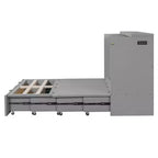 Letto a scomparsa matrimoniale/queen-size grigio/bianco con cassetto portaoggetti e USB, per 1-2 persone