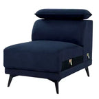 Sedia modulare senza braccioli in microfibra blu navy - 1 posto