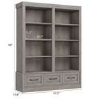 Libreria a 4 ripiani doppia da 162 cm con 3 cassetti – Bianco Antico / Avorio Chiaro