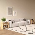 Comodino Noce/Rattan Bianco con 2 Cassetti, Set di 2