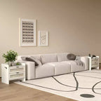 Comodino Noce/Rattan Bianco con 2 Cassetti, Set di 2