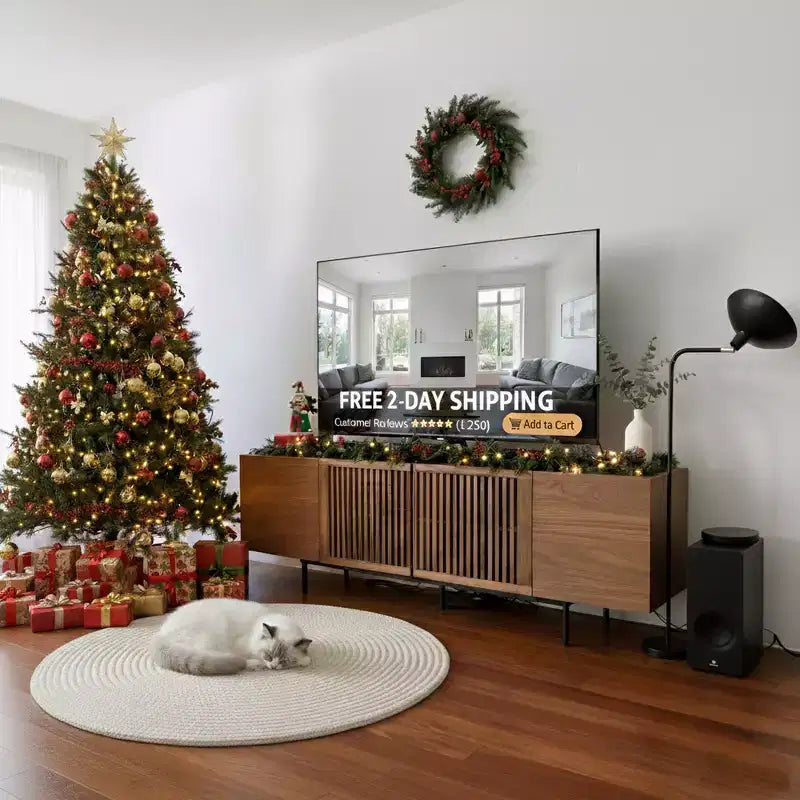 Mobile TV Moderno in Noce, 180 cm, 2 Stili, per Soggiorno o Camera da Letto per 1-2 Persone