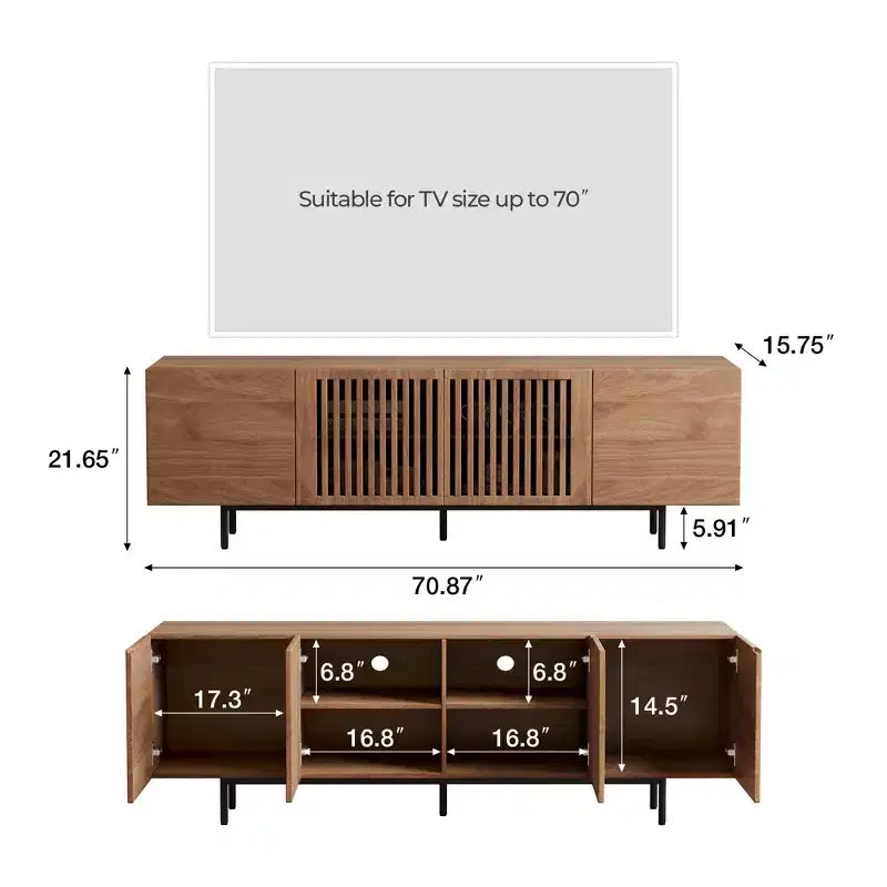 Mobile TV Moderno in Noce, 180 cm, 2 Stili, per Soggiorno o Camera da Letto per 1-2 Persone