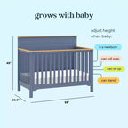 Culla trasformabile 4-in-1 – Blu Baia e Miele / Salvia Chiaro e Miele / Bianco Caldo e Miele, 1 bambino