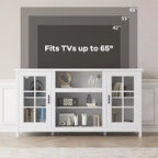 Mobile TV moderno in legno per TV da 65", credenza a 2 ante, nero / bianco
