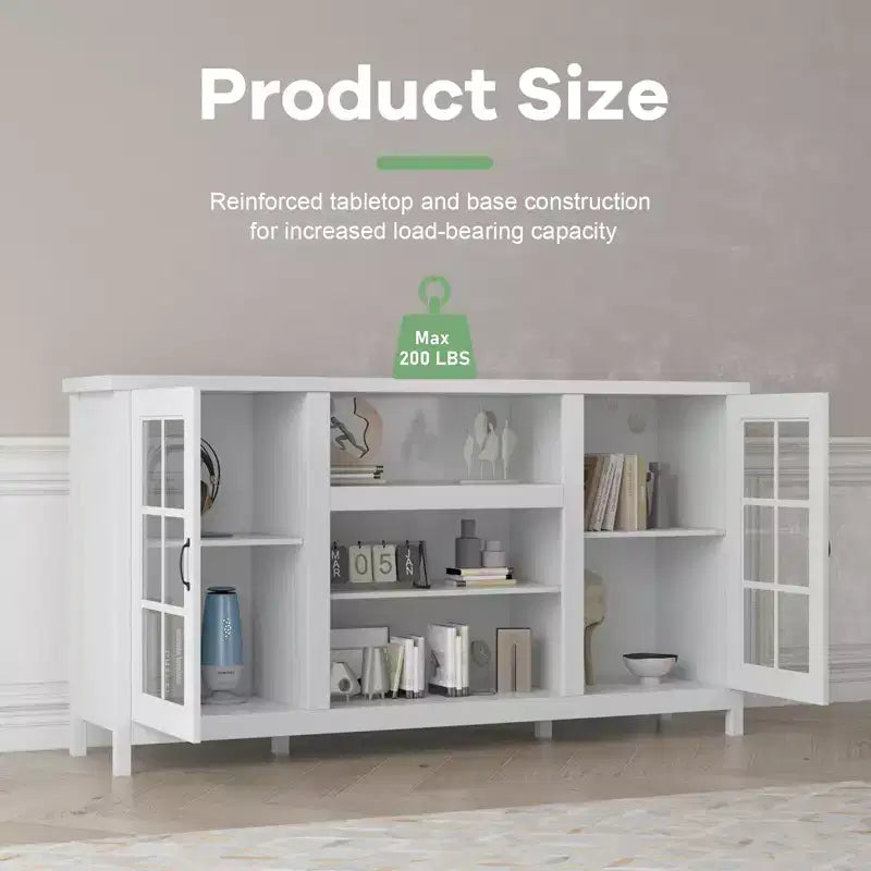 Mobile TV moderno in legno per TV da 65", credenza a 2 ante, nero / bianco
