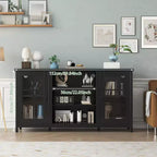 Mobile TV moderno in legno per TV da 65", credenza a 2 ante, nero / bianco