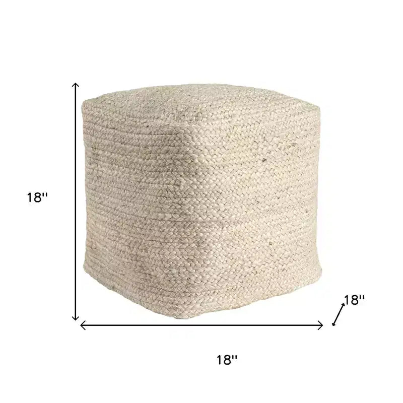 Pouf poggiapiedi quadrato singolo in iuta naturale