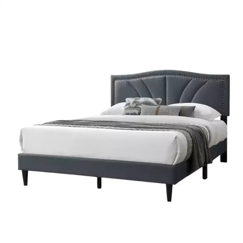 Letto matrimoniale Queen imbottito grigio antracite per 2 persone