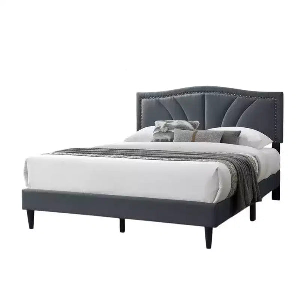 Letto matrimoniale Queen imbottito grigio antracite per 2 persone