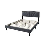 Letto matrimoniale Queen imbottito grigio antracite per 2 persone