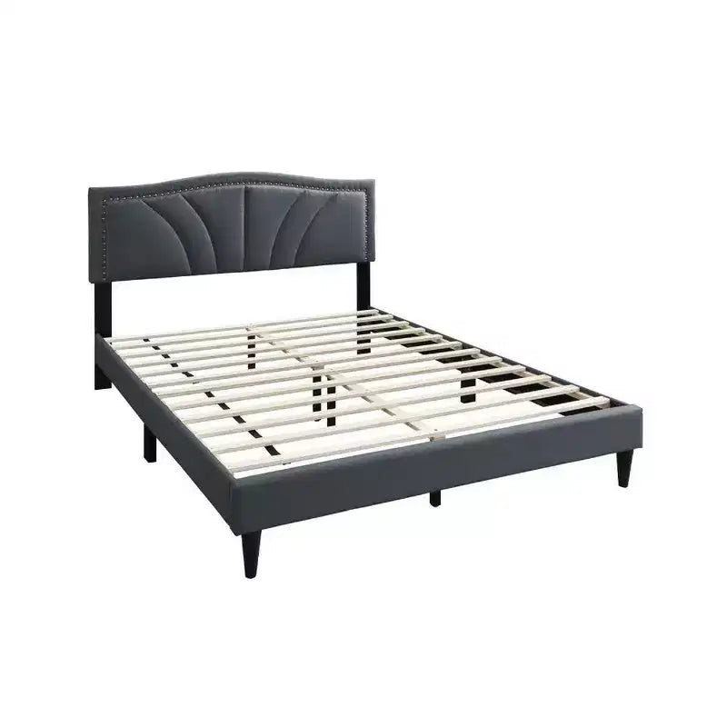 Letto matrimoniale Queen imbottito grigio antracite per 2 persone