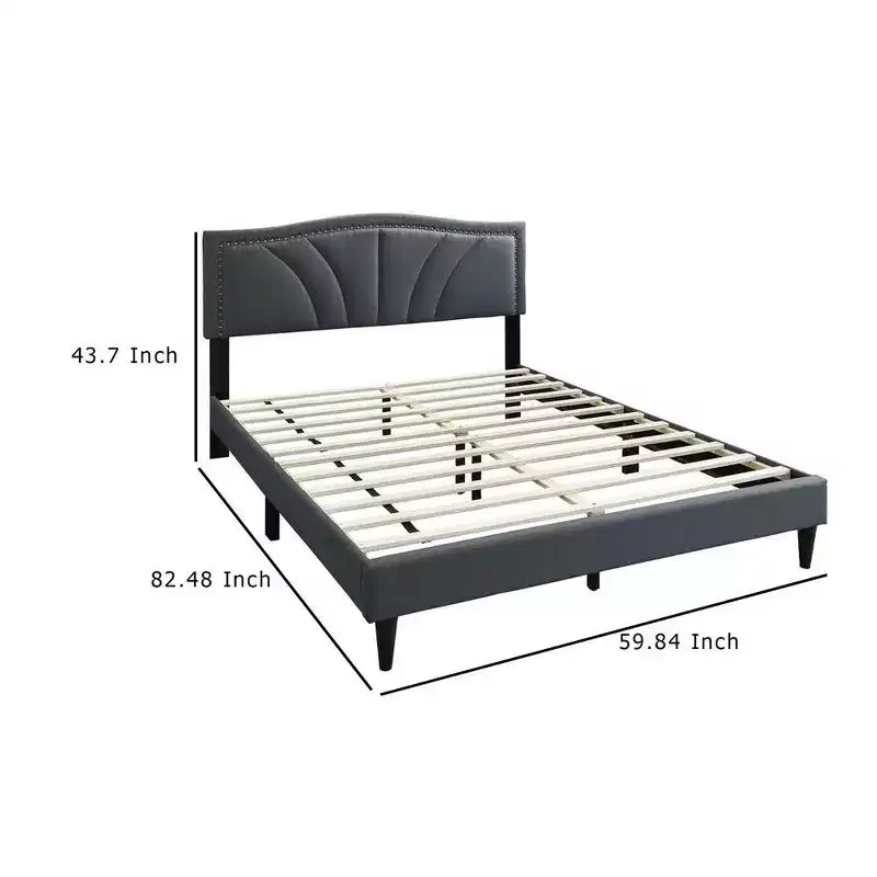 Letto matrimoniale Queen imbottito grigio antracite per 2 persone
