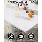 Tavolo da pranzo rettangolare grigio scuro / bianco, 6 posti, struttura in alluminio