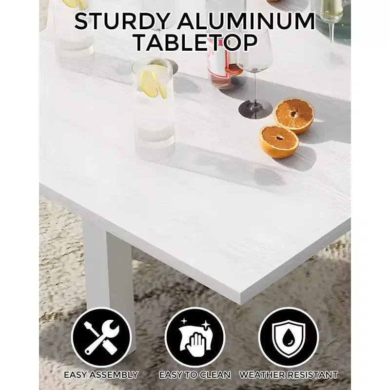 Tavolo da pranzo rettangolare grigio scuro / bianco, 6 posti, struttura in alluminio