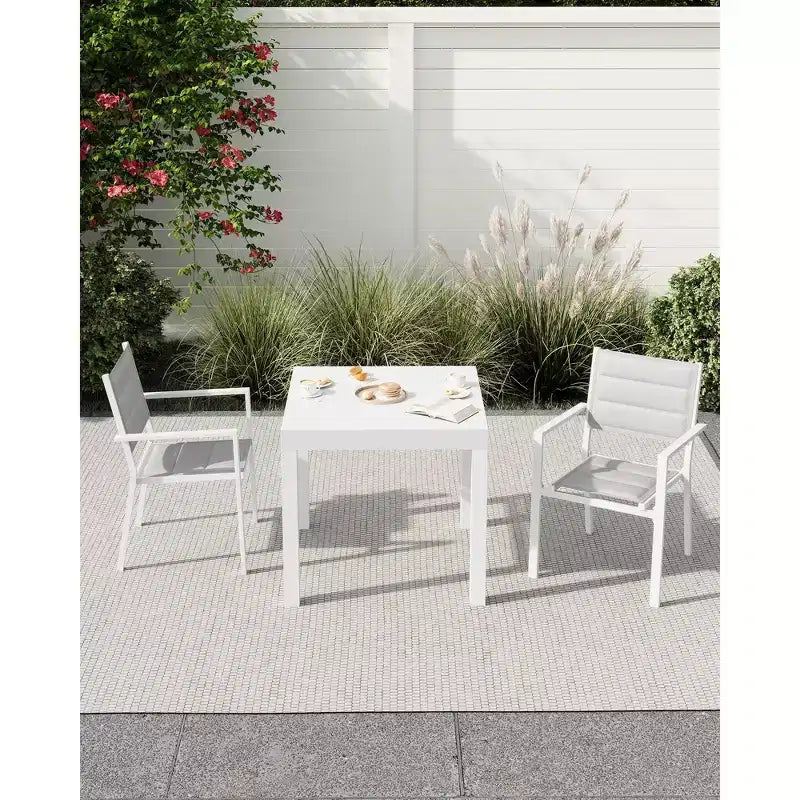 Tavolo da pranzo rettangolare grigio scuro / bianco, 6 posti, struttura in alluminio