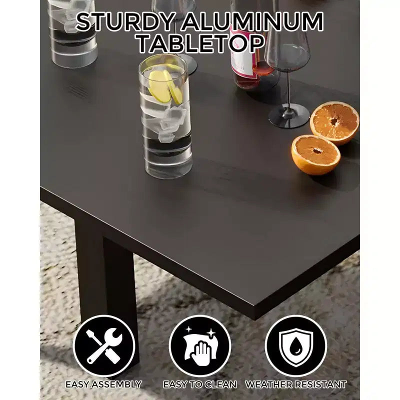 Tavolo da pranzo rettangolare grigio scuro / bianco, 6 posti, struttura in alluminio