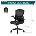Sedia da ufficio ergonomica in rete nera/grigia con braccioli pieghevoli – Sedia da scrivania girevole per 1 persona